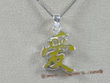 stp006 Sterling Silver Chinese Character for "LOVE" Pendant in yellow color