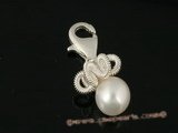 stp035 Swirl pendant with 7-8mm round pearl  Charm in Sterling Silver