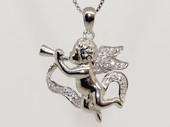 stp168 Sterling silver baby angle design charm  accent by zircon