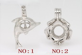 Swpm002 925silver Wish pearl pendants (cages) in flower or dolphin design