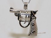 Swpm014 925 Sterling Silver Gun Shape Cage Pendant