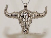 Swpm016 925 Sterling Silver Bull Head Shape Cage Pendant