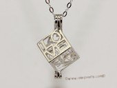 swpm022 925 Sterling Silver Love Cube Shape Cage Pendant