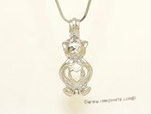 Swpm034 925 Sterling Silver Bear Design Cage Pendant