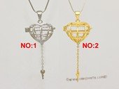 Swpm040 Gold Color Sterling Silver Heart Drop With Key Cage Pendant