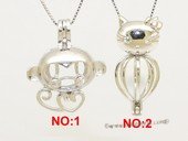 Swpm510 Sterling silver Monkey/Kitty Wish pearl pendants (cages) wholesale