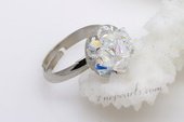 Szr016 White Color Austria Crystal Adjustable Silver Toned Rings
