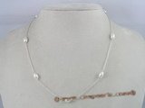 tcpn003 Handcrafted 16-inch sterling white rice shape freshwater pearls tin cup necklace