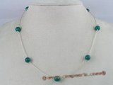 tcpn006 Tin Cup gem stone Necklace with 8mm malachite