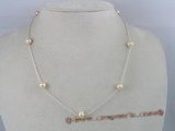 tcpn007 Handcrafted 16-inch sterling pink potato shape freshwater pearls tin cup necklace