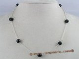 tcpn011 Handcrafted 16-inch sterling Tin Cup Necklace with 8mm agate beads