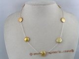tcpn017 Handcrafted sterling 17 inch Tin cup champagne coin pearl necklace