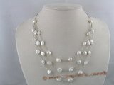 tcpn029 7*10mm keshi Cultured Pearl tin cup layer necklace