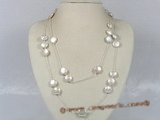 tcpn046 Handcrafted 46inch 12mm white coin pearl sterling  tin cup necklace