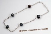 tcpn068 10.5-11.5mm Whorl Potato Pearl Silver toned Tin-cup Necklace