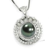 thpd009 Stunning 925silver Tahitian South Sea Pearl & CZ's Passion Pendant