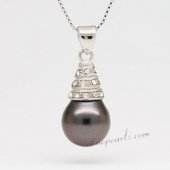 Thpd091 Fashion Semi-baroque Black Tahitian Pearl Pendant,11-12mm, A quality