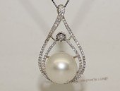 thpd132 Cubic Zircon 925 Sterling Silver Calabash Flower South Sea Pearl Pendant
