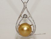 thpd137 Cubic Zircon 925 Sterling Silver Calabash Flower South Sea Pearl Pendant