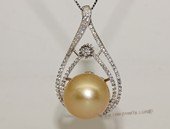 thpd138 Cubic Zircon 925 Sterling Silver Calabash Flower South Sea Pearl Pendant