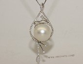 thpd147 Sterling Silver White South Sea Pearl Pendant Zircon Bead accent