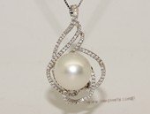 thpd151 Sterling Silver White South Sea Pearl Pendant Zircon Bead accent