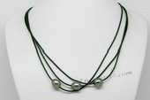 Thpn005 Modern Leather Design Baroque Tahitian Pearl Necklace