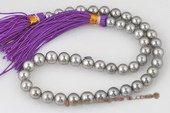 thps006 AA Grade 8.4-10.0 mm Silver Grey Tahitian Round Pearl Strand,16inch