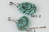 Tpd007 Beatiful carve flower truquoise pendant necklace