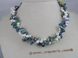 tpn031 Double twisted cultured pearl necklaces with blue blister and white top dirlled pear