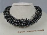 TPN098 cultured pearl choker necklace in black color