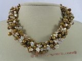 tpn101 Five strands purple mix champagne keshi pearl twisted necklace