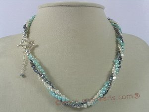 tpn106 Multicolor 4-5mm nugget seed pearl twisted necklace in wholesale