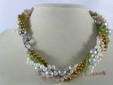 tpn112 wholesale Five twisted strands pearl&peridot neckalce in low price