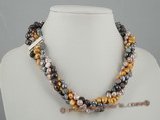 tpn114 Wholesale Dyed color Freshwater nugget Pearl twisted Necklace