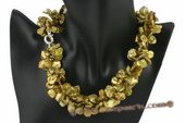 tpn161 Olive green side drilled keshi pearl twisted necklace in wholesale