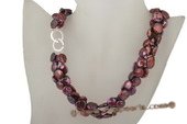 tpn164 Dark purple 11-12mm freshwater coin pearl twisted necklace