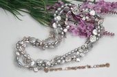 tpn197 Handmade Grey Cultured Freshwater Pearl Twisted Necklace