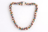 Tpn205 Colorful Four Rows 4-5mm Cultured Pearl Twisted Necklace