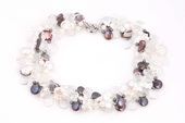 Tpn207 New style Side Drilled Coin Pearl and Crystal Twisted Necklace