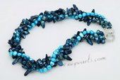 Tpn228 Feminine Blue Blister Pearls and Nugget Pearl Twisted Necklace