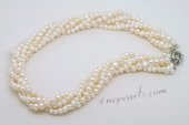 Tpn229 Exclusive Five Strands Cultured Potato Pearl Twisted Necklace