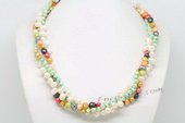 Tpn232 Mixcolor Freshwater Cultured Pearl Clearance Twisted Necklace