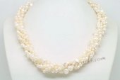 Tpn233 Elegant Triple Strands Cultured Nugget Pearl Discount Twisted Necklace