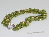 tpn237   8-9mm pink potato pearl&gemstone twisted necklace in wholesale