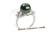 Tpr003 925silver 10-11mm black Tahitian Pearl Crown Jewelry Ring