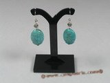 tqe005 Sterling 15*25mm oval blue turquoise beads and crystal dangle Earring
