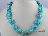 tqn006 30*20mm blue nugget shape turquoise necklace