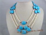 tqn008 four strands 20*15mm bule oval turquoise beads necklace