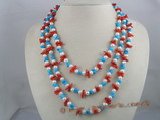 tqn011 48" branch bule turquoise beads necklace
